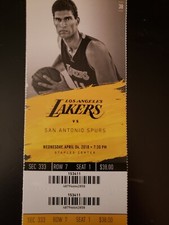 Los Angeles Lakers Unused Ticket Stub