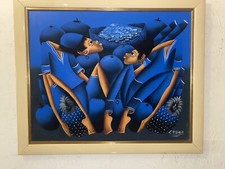 Tableau Art Haïtien Laurent Casimir 60x49  Superbes Couleurs Art Naïf