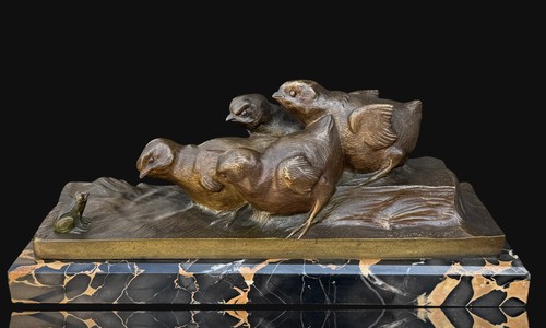 Bronze art deco sur marbre - bronze,