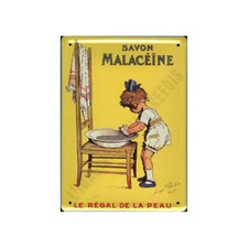 Plaque métal publicitaire bombée 30x40cm : Savon Malaceïne