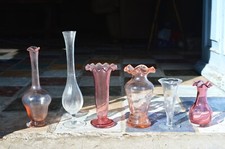 Lot Vases Verre Corolle Epoque