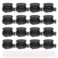 16 Pcs Roulettes Mini Adhésives 360° avec Frein pour Meubles, Noir/Rouge