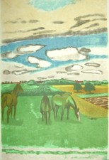Chevaux. Maurice Brianchon. Lithographie