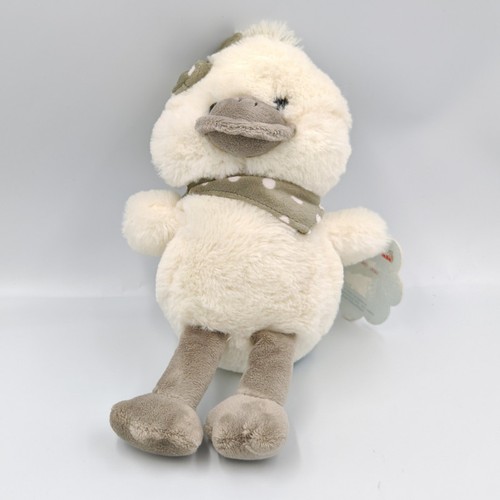 Doudou canard blanc - gris, pois