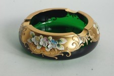 Cendrier verre vert émaillé