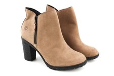 TIMBERLAND A2JJK-A6034 Femmes EU38/39 En Cuir Marron Bottines À Talons Zippées