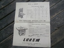 Brochure Publicité Machines-Outils Outillage à Bois LUREM MONTREUIL scie à ruban