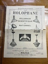 Catalogue MAZDA Pub Lampe Holophane Éclairage 1927 Usine Ouvrier France Tarif