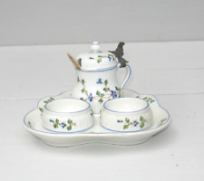 Ancien service à condiments Mehun décor barbeaux bleuets Mehun France CP & Cie