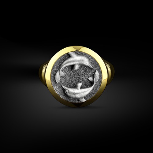 Bague ronde chevalière double