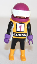 PLAYMOBIL 3044 PILOTE MOTO CROSS JAUNE ET NOIRE TRIAL / RACING