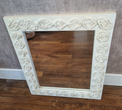 Miroir baroque vintage blanc - miroir,