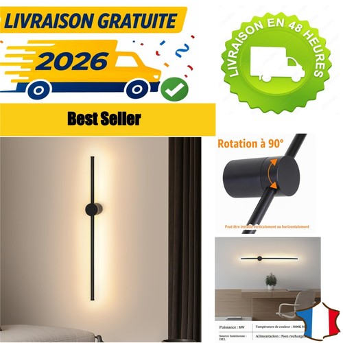 Applique murale led noire zmh - murale,