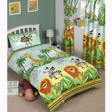 Housse De Couette Simple Jungle-Tastique Pour Enfants Lion Éléphant Zèbre