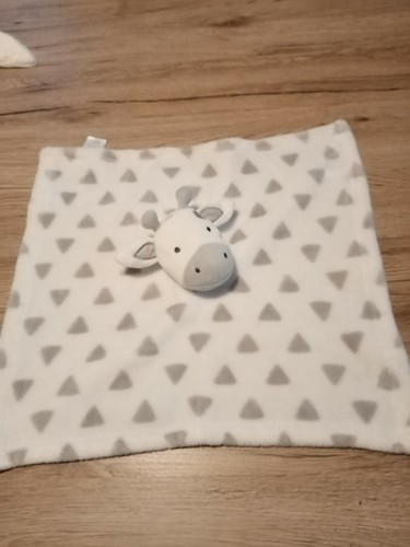 Doudou plat girafe - girafe, blanc