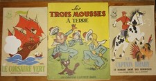 Anciennes BD 1945,1946,"Les 3 mousses à terre"Le captain Brady"Le corsaire vert"