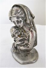 Statuette VIERGE à L'ENFANT EN ETAIN massif