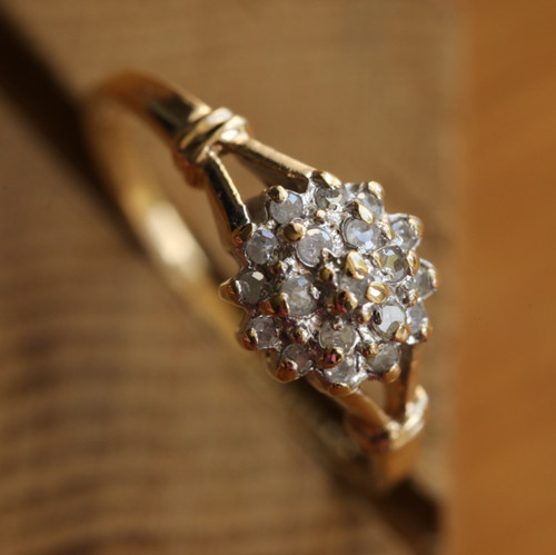 Bague fleur diamant jaune - fleur, or