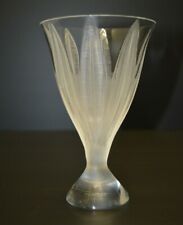 -TRES JOLI & Très Fin VASE CRISTAL LALIQUE FRANCE forme corolle feuilles gravées