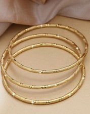 3x Bracelet Femme Bijoux Fin Doré Or Jaune Jonc Rigide Metal Cercle Rond Acier