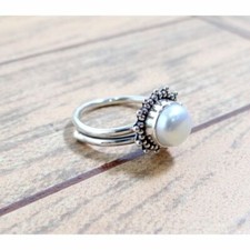 Fin Nacre Pierre Précieuse 925 Argent Sterling Handmade Bague Tout Taille