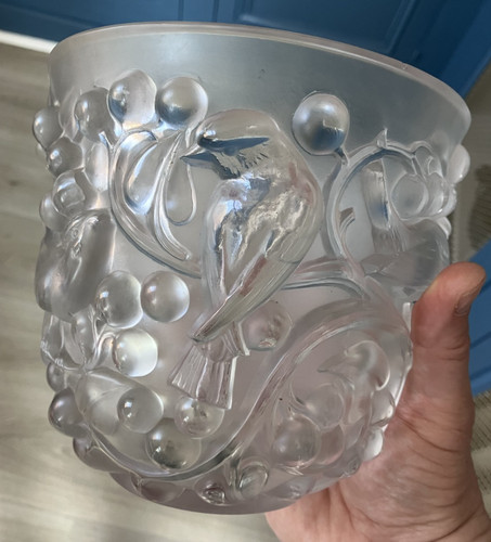 Ancien vase verre moulé - ancien,