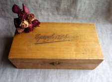 BOÎTE EN BOIS ANCIENNE MARQUÉE ÉPINGLES À CHEVEUX - VERS 1900 - COFFRET EN BOIS