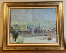 Jean Fusaro (France) - Port Tableau original huile sur toile signé encadré