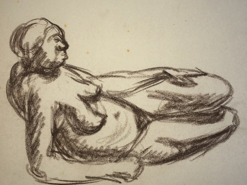 Femme noire nue allongee - nue,