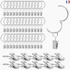 40 Pièces Anneaux Rideaux avec Pince 32 mm Anneaux Rideaux Incluant 10 Pièces A