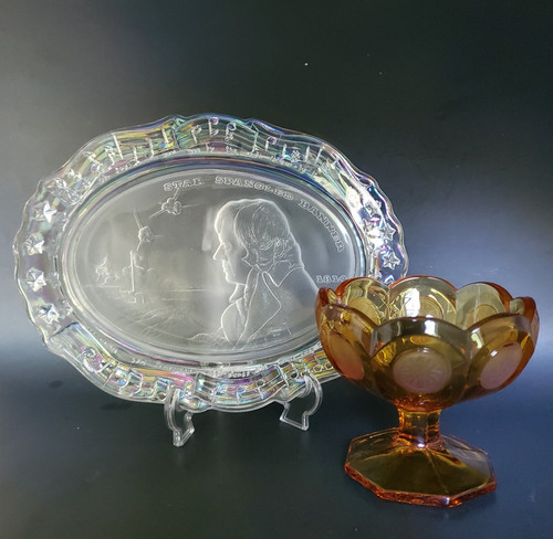 Fostoria glass amber coin - fostoria,