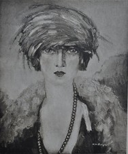Kees VAN DONGEN : Jeune Femme au collier de perles, GRAVURE vintage signée, 1925