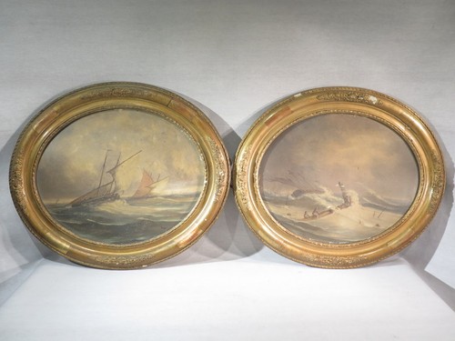Ancienne paire tableaux - ancienne, de