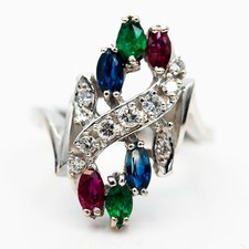 Bague 585/14K Or Blanc Saphir