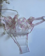 Culotte Sexy Femme,  Lingerie  en Dentelle Rose  Culotte Transparente String