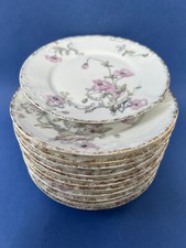 12 assiettes XIXem en porcelaine de Limoges Léon Sazerat coquelicot Diam: 20cm