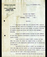 CONDOM (32) GARAGE CONCESSIONNAIRE EXCELSIOR "Louis LASCOURS" Lettre en 1919