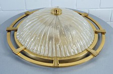 grand plafonnier Fischer laiton verre glacé applique lampe luminaire années 1960