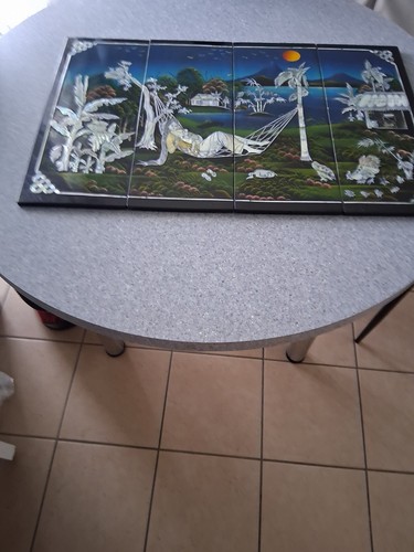 Tableau asiatique laqué - tableau,