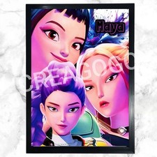 🎨 Cadre + Affiche Personnalisée – Prénom – KPOP Demon hunters Huntrix – 24x32 