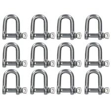 Pack de 12 manilles Dee en acier inoxydable de 8 mm qualité marine 316 DK42