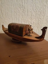 Ancienne Boîte à musique en bois bateau danseuse sur gondole mécanisme vintage 