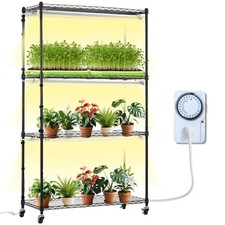 VEVOR Support Étagère Porte Plantes avec Lampes Culture 4 Niveaux 180 W 150 cm