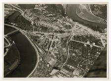 Fumay, vue aérienne du village c. 1935 - Photo vintage, Tirage d'époque