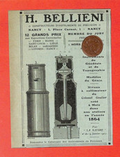 NANCY ( 54 ) H. BELLIENI / INSTRUMENTS DE PRÉCISION / PETITE PUBLICITÉ 1901