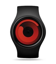 Ziiiro Unisex Gravity Black Rubber Strap Band Red Dial Watch Z0001WB