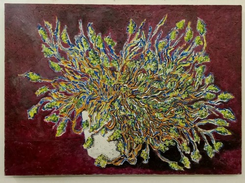 Peinture huile sur toile pot - sur,