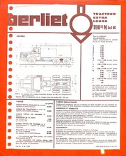 BERLIET / TBO 15 M 6X4 HC / TRACTEUR ROUTIER  / FICHE TECHNIQUE de 1964