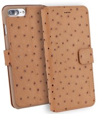 IPHONE 7 Plus 5.5 " Étui Livre Sac Portefeuille Coque Cuir D'Autruche Look En