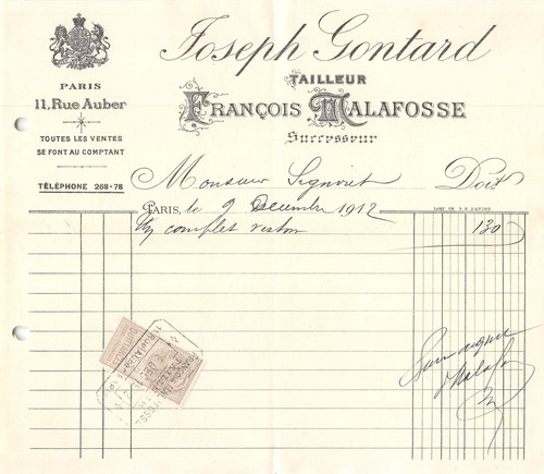 1912 joseph gontard tailleur - ,